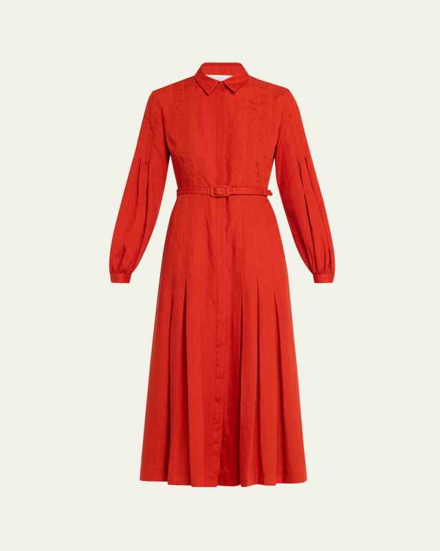 Aleka Long-Sleeve Linen Shirtdress